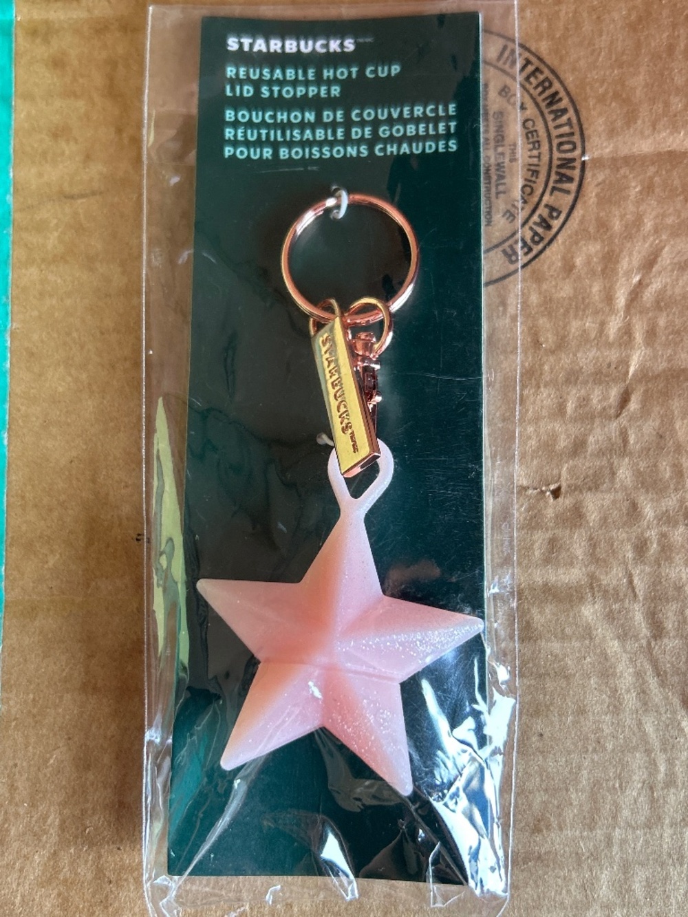 Starbucks Reusable Hot Cup Lid Stopper Star Pink Glitter